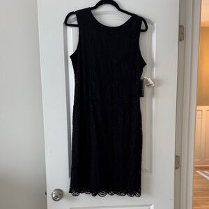 Sharagano Black Lace Midi Dress